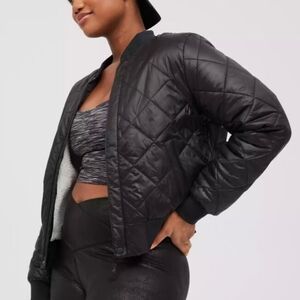 Offline by Aerie Black Sherpa Lined Quilted Puffer Jacket Size XS